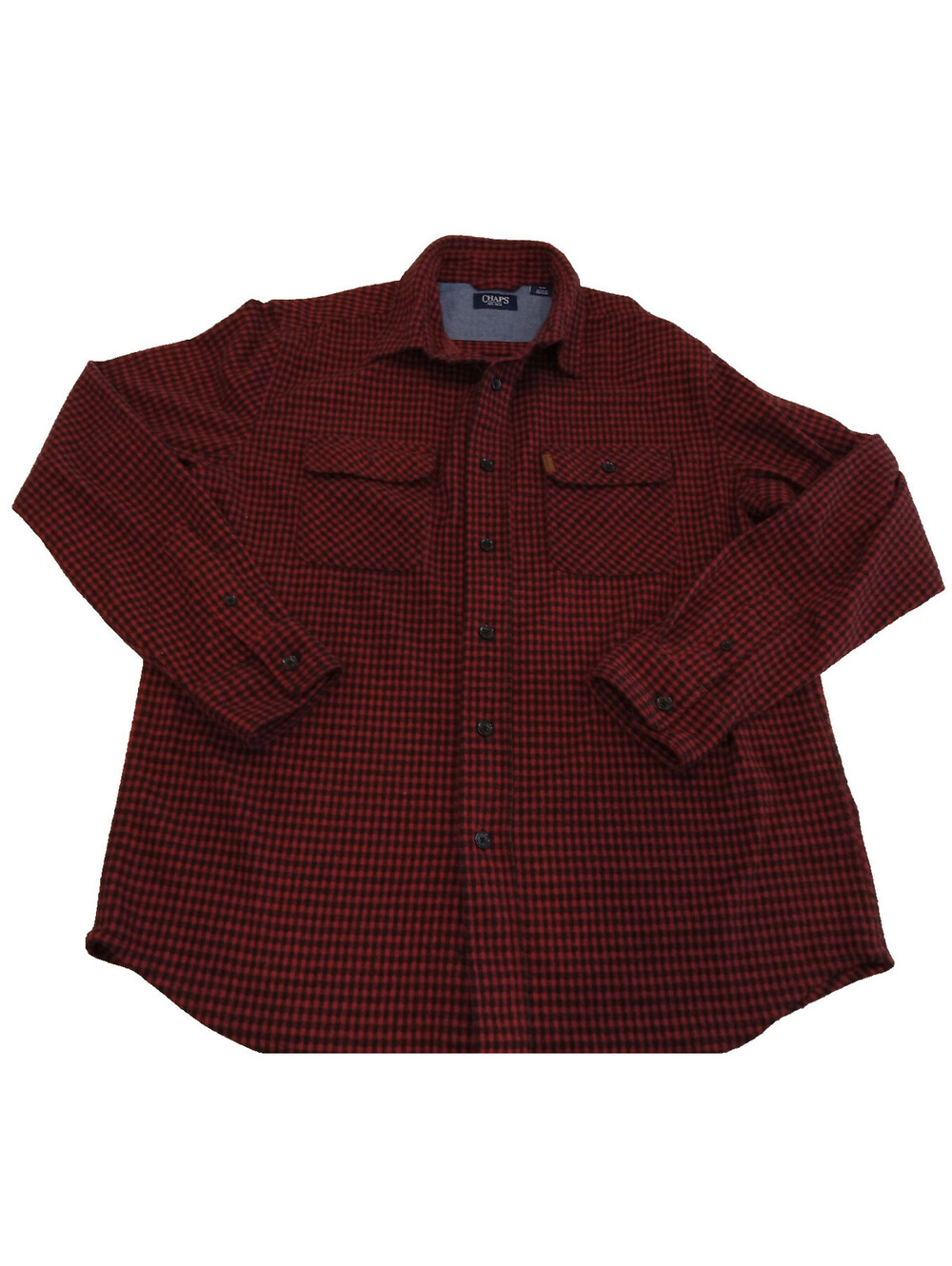 Chaps Lakeland Flannel Shirt Mens Medium Red Black Plaid Heavyweight Button M